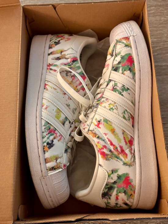 adidas Other - adidas White Multicolor Watercolor Print Superstar Sneakers